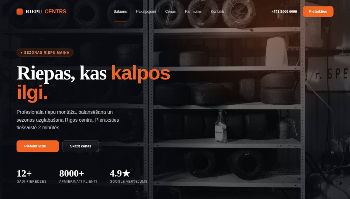 Riepu servisa mājaslapas dizains